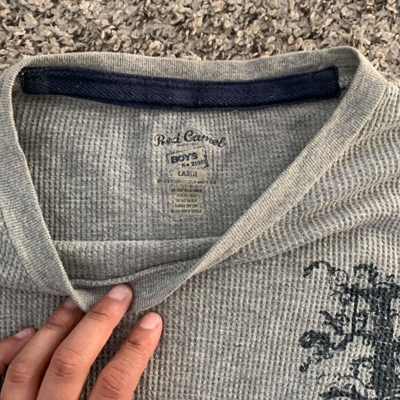 Red Camel Boys Large Gray Graphic Waffle Knit Long Sleeve Shirt - Picture 4 of 6